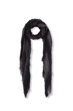 Marc, blue and black striped scarf in cashmere and silk