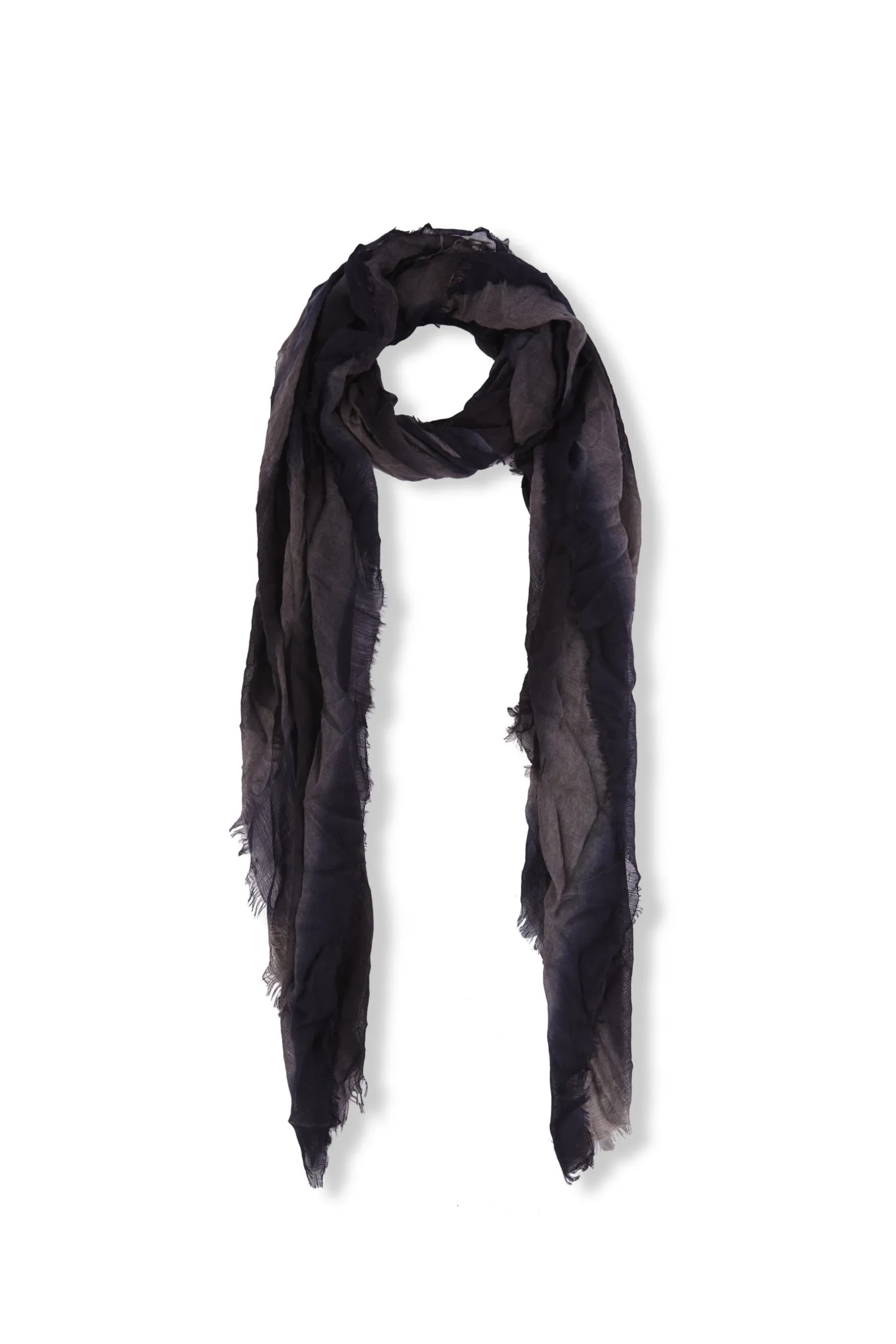Marc, blue and black striped scarf in cashmere and silk