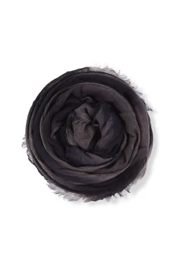 Marc, blue and black striped scarf in cashmere and silk