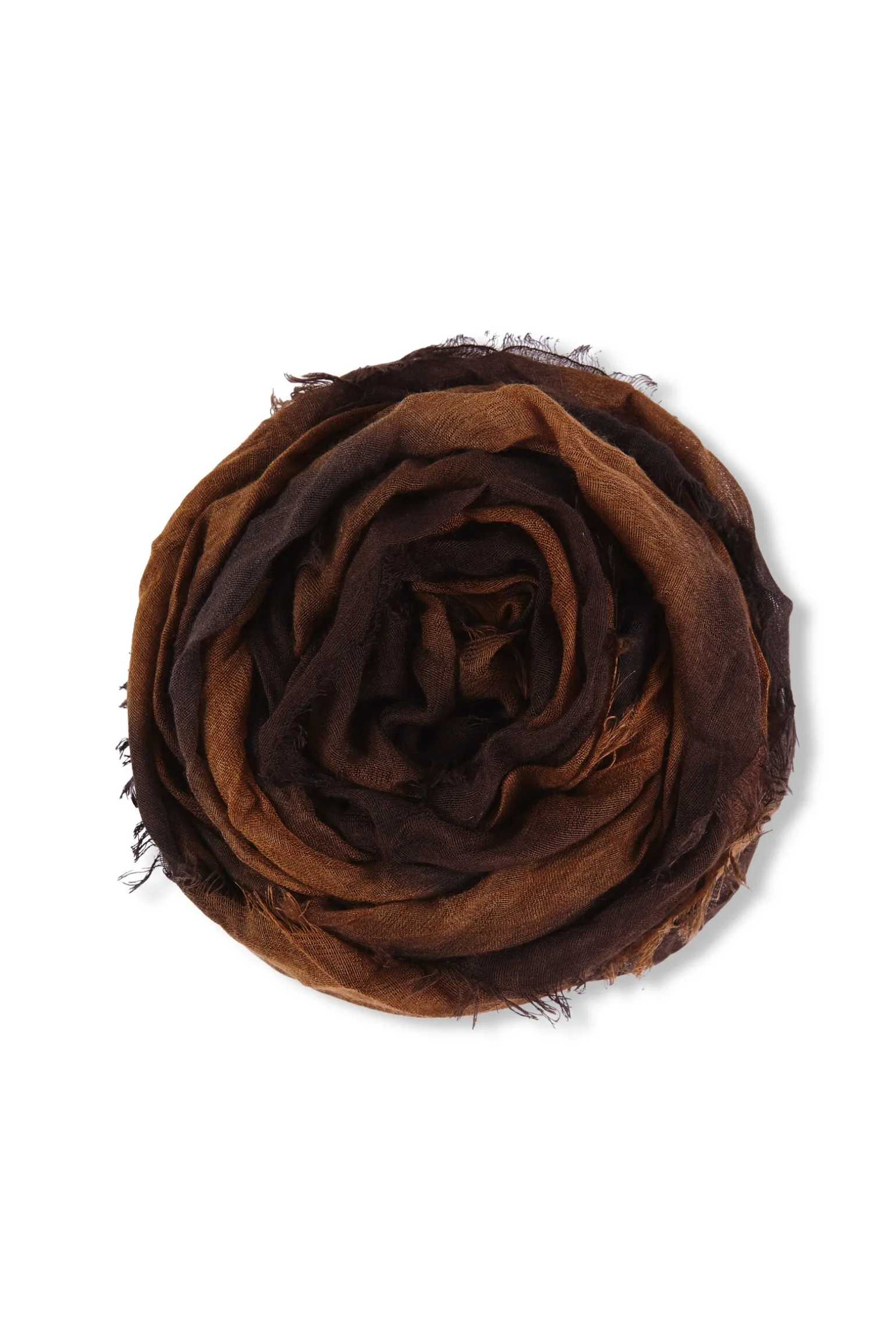 Marc, brown and tobacco striped scarf in cashmere and silk