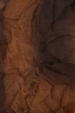Marc, brown and tobacco striped scarf in cashmere and silk