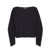 Marcel, blue striped top in linen and wool