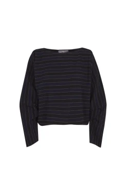 Marcel, blue striped top in linen and wool
