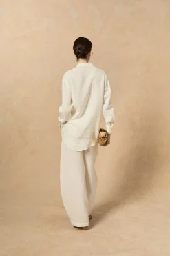 Marlo, ecru linen pants