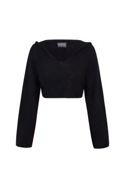 Marlon, black knit hoodie