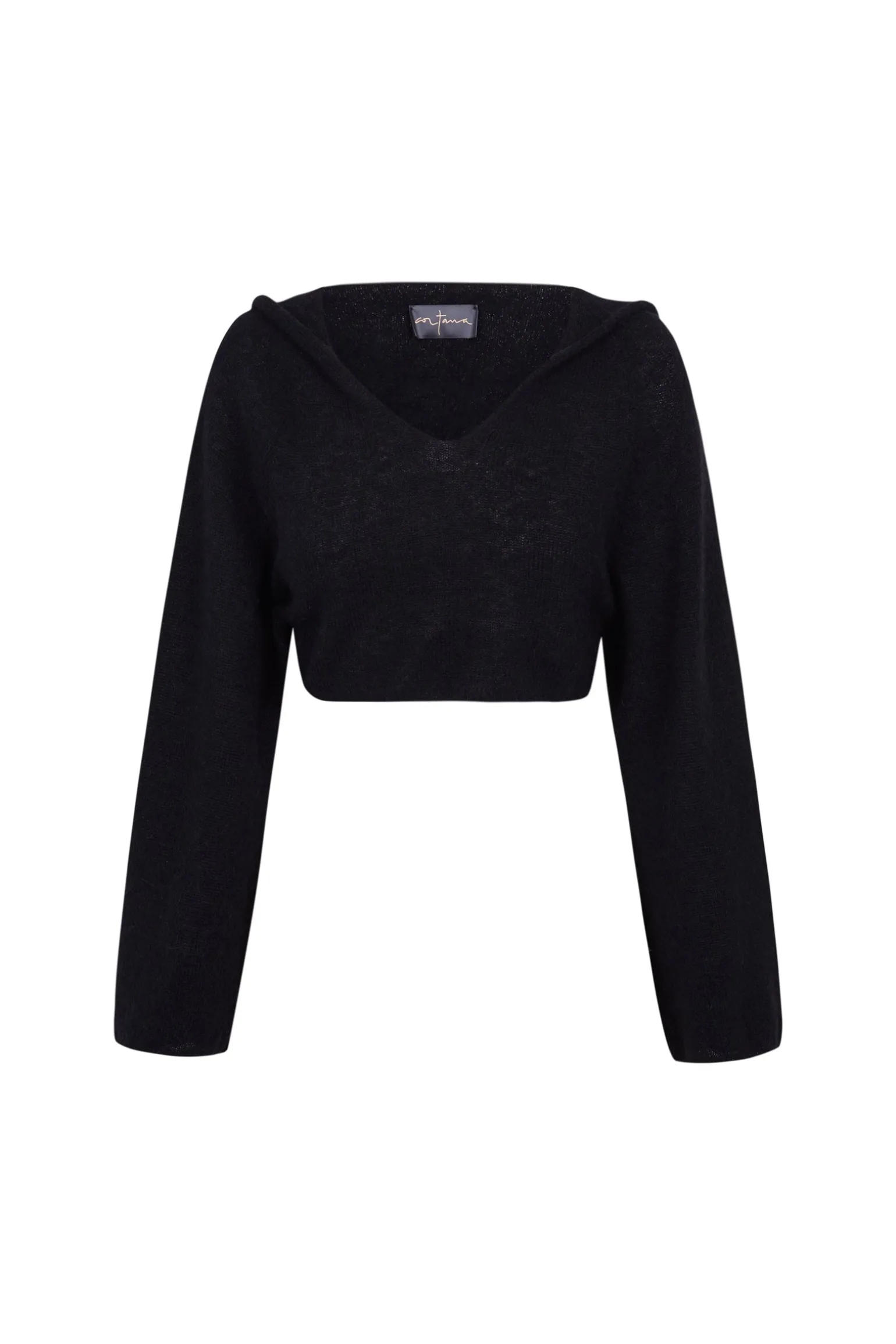 Marlon, black knit hoodie