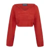 Marlon, red knit hoodie