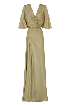 Martina, gold metallic silk dress