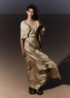Martina, gold metallic silk dress