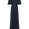 Martina, long blue nero cupro dress