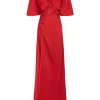 Martina, long red cupro dress