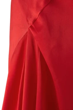 Martina, long red cupro dress