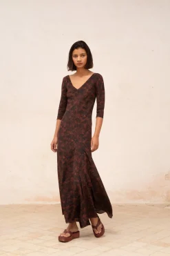 Mathilda, mata print silk dress