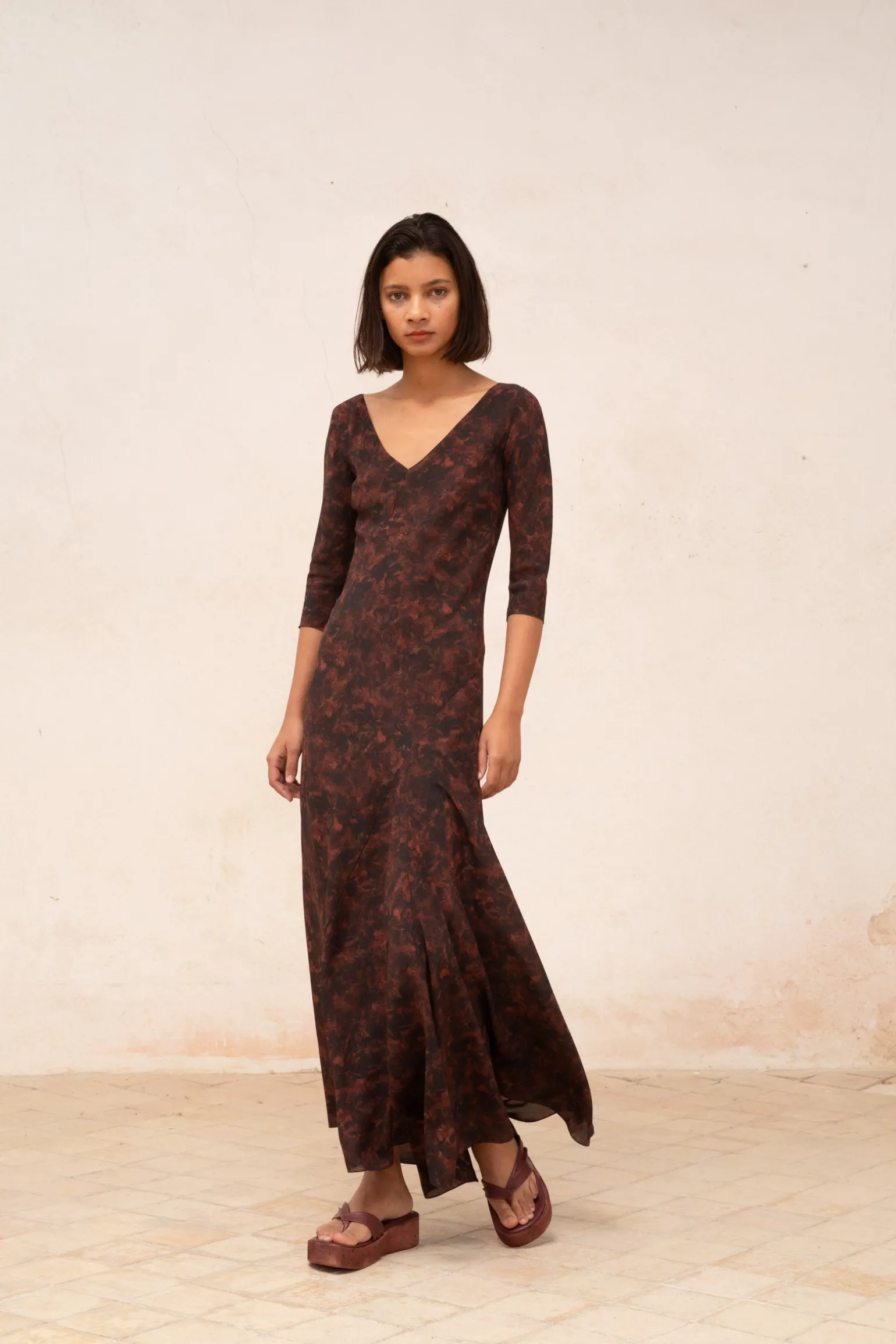 Mathilda, mata print silk dress