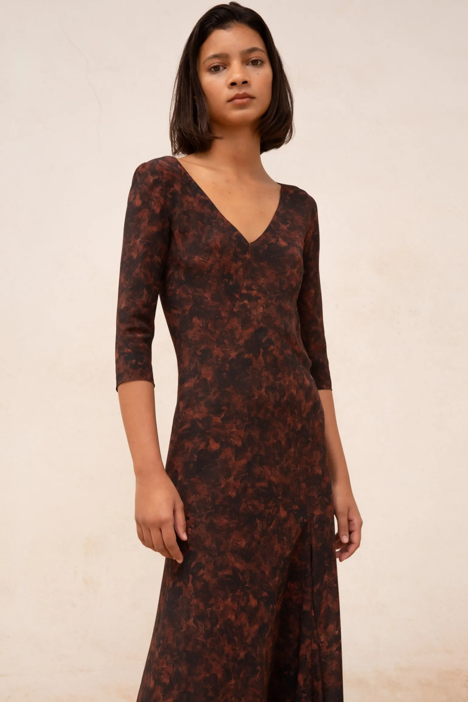 Mathilda, mata print silk dress
