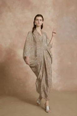 Mayu, sora print silk dress