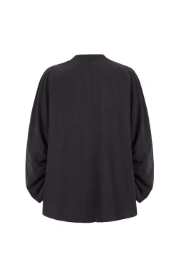 Medina, smoke gray silk blouse