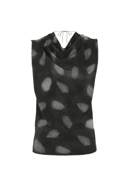 Menta, mint print stretch silk top