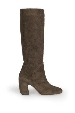 Milla, high boot in graphite brushed suede