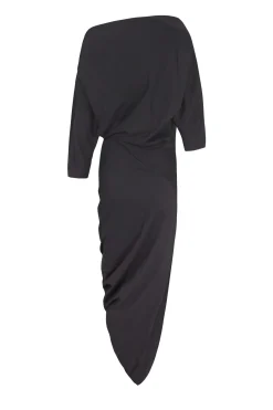 Mira, graphite stretch hemp asymmetrical dress