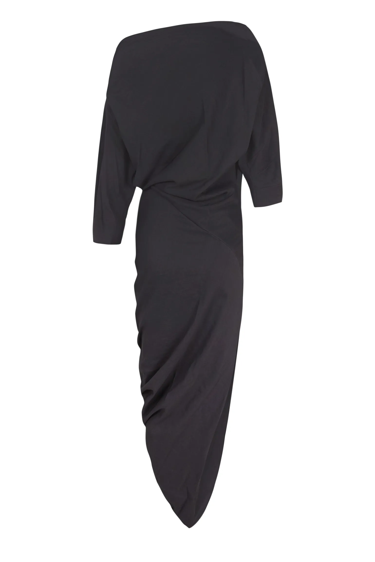 Mira, graphite stretch hemp asymmetrical dress