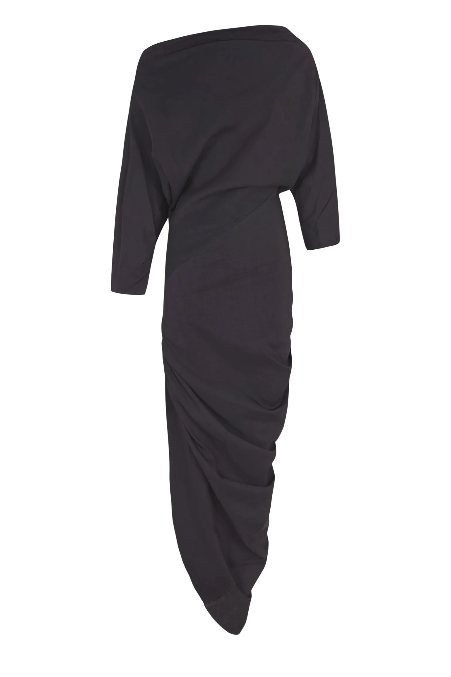 Mira, graphite stretch hemp asymmetrical dress