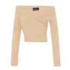 Mira, light peach crop top