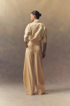 Mira, light peach high-waisted pants