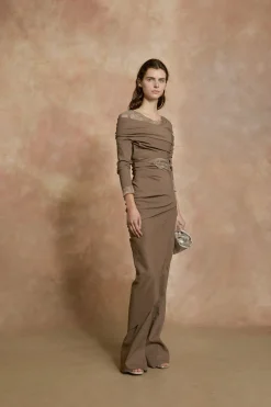 Mite, beige midi skirt