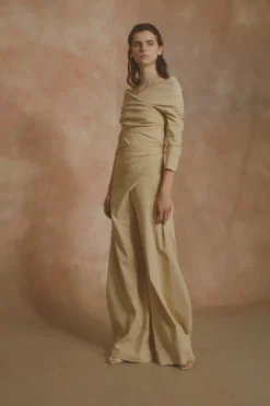 Mite, beige wrap pants