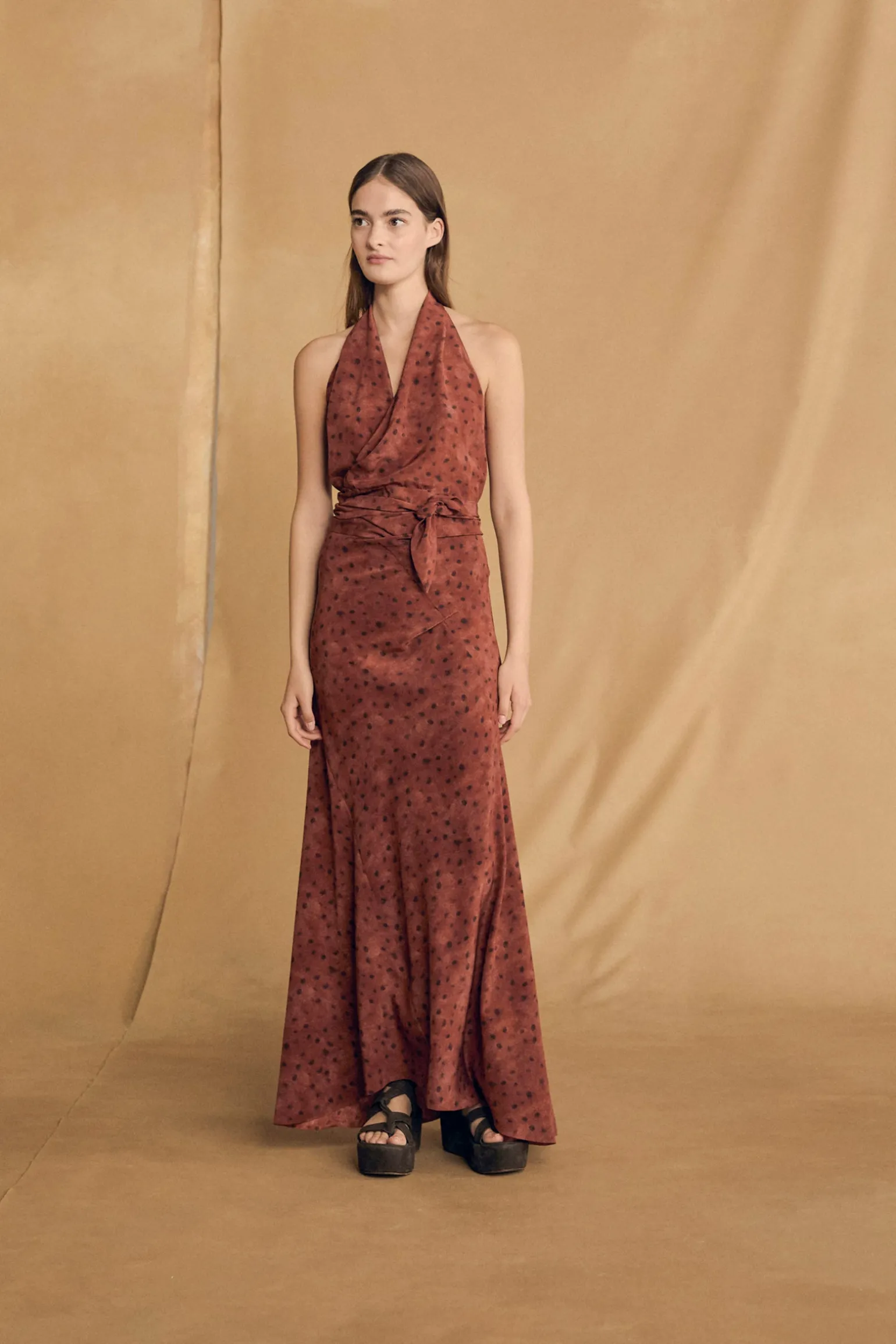 Molly, dots print silk dress