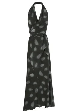 Molly, mint print silk dress