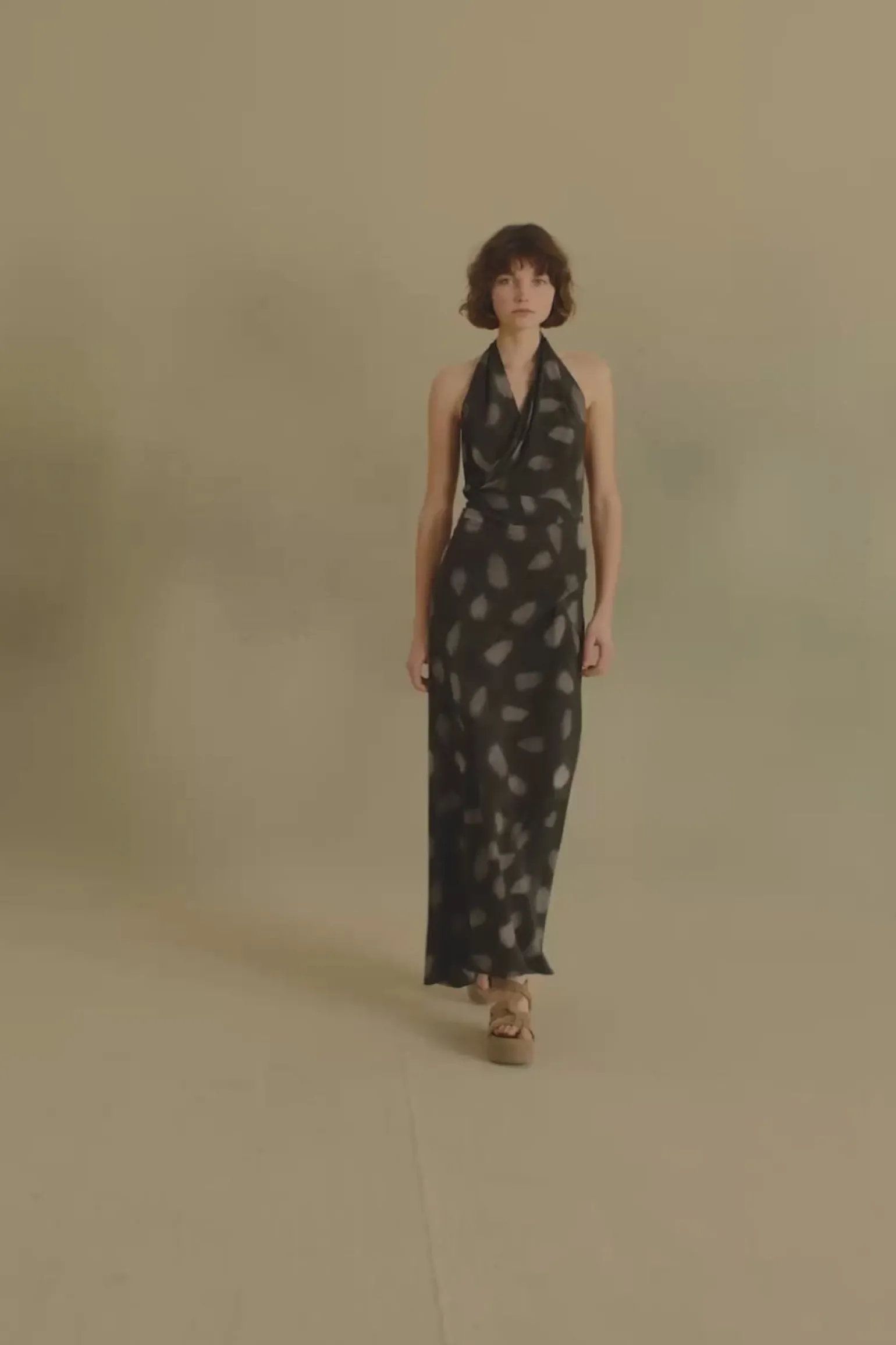 Molly, mint print silk dress