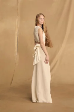 Mona, ivory linen and silk skirt