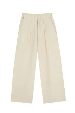 Mona, pantalon de lino y seda marfil