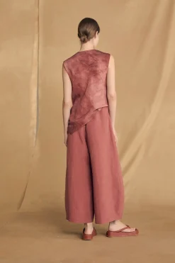 Mona, strawberry linen and silk pants