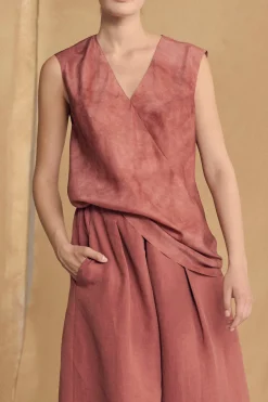 Mona, strawberry linen and silk pants