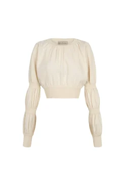 Morgan, ivory linen and silk crop top