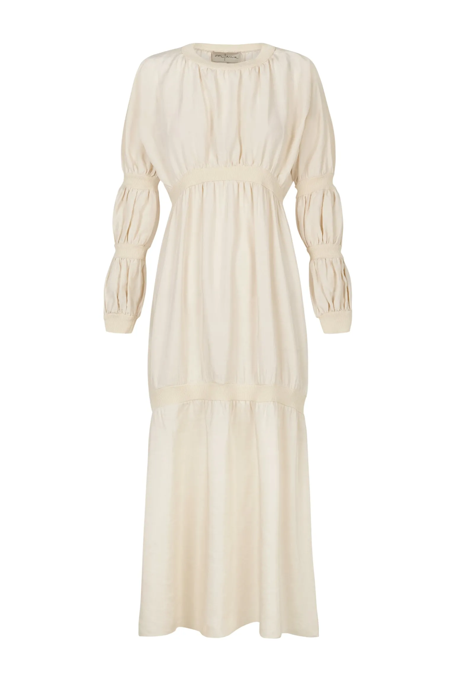 Morgan, ivory silk and linen dress