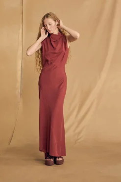 Najwa, cherry silk dress