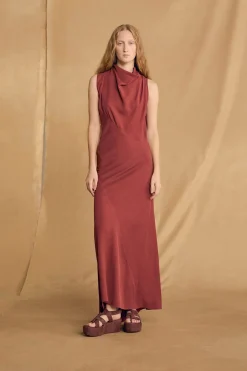 Najwa, cherry silk dress
