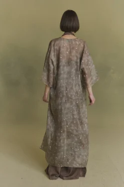 Nina, ayaz print long ramie jacket