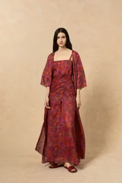 Nina, long indira print jacket