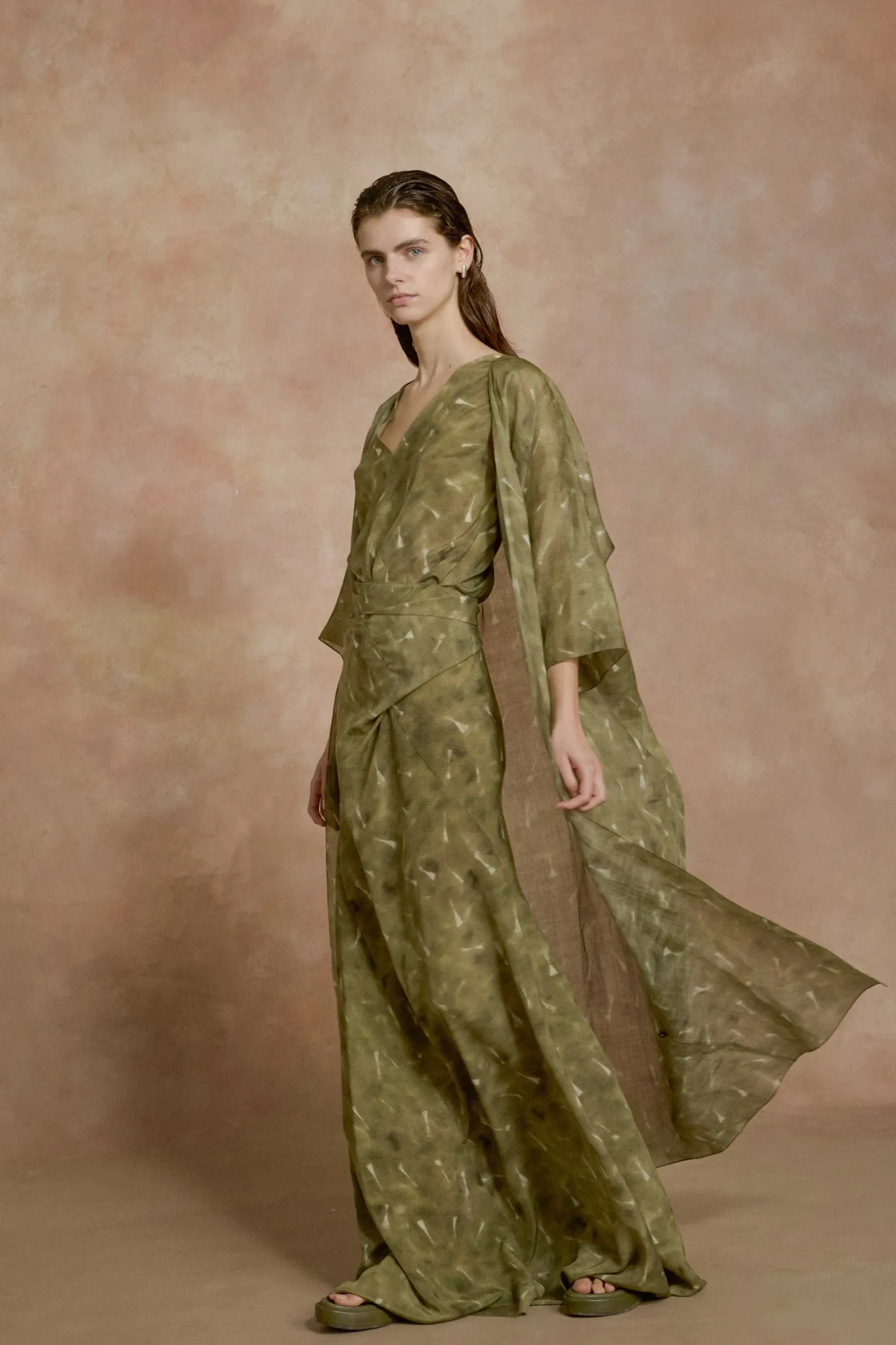 Nina, pua print long ramie jacket