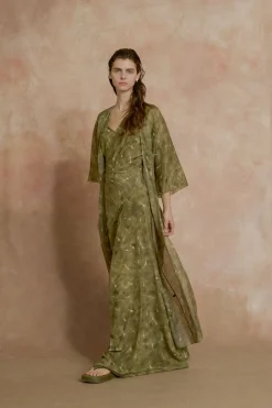 Nina, pua print long ramie jacket