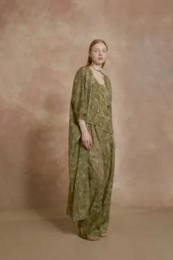 Nina, pua print long ramie jacket