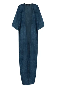 Nina, tokyo print long ramie jacket