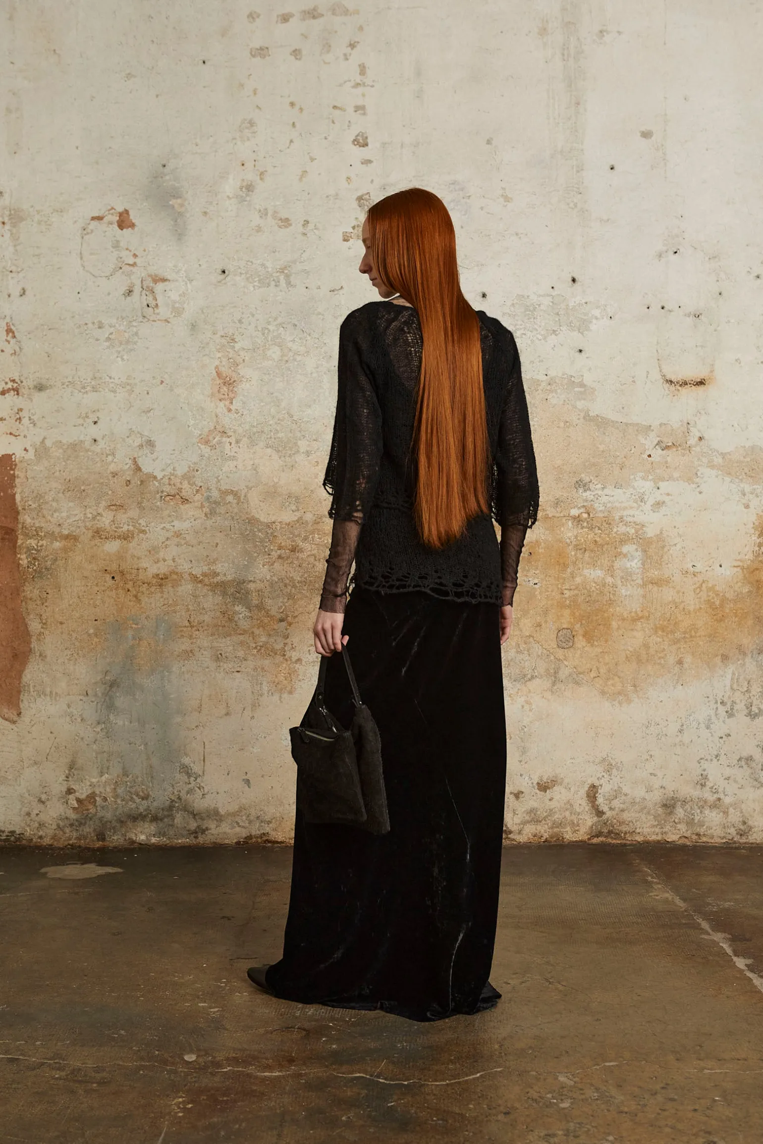Onye, black alpaca, silk and cashmere top