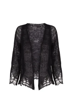 Onye, black open knit cropped jacket
