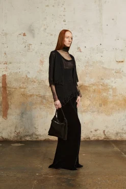 Onye, black open knit cropped jacket